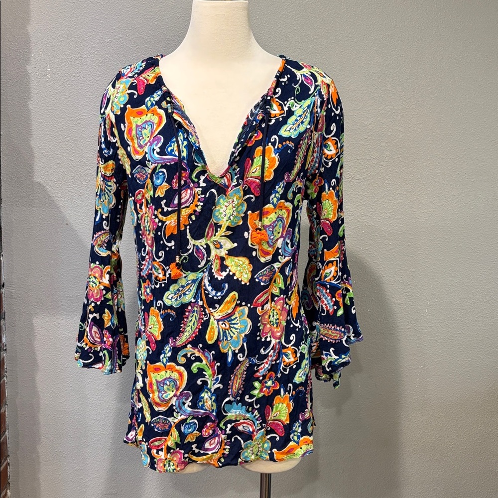 Anne Cole Multicolor Paisley Blouse